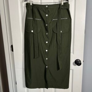 Rebdolls 1X (14-16) cargo utility skirt, dark olive green, gorpcore, stretchy